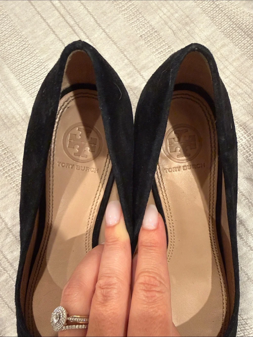 Tory Burch Black Suede Wedge Pumps - Women's Comfort Heels